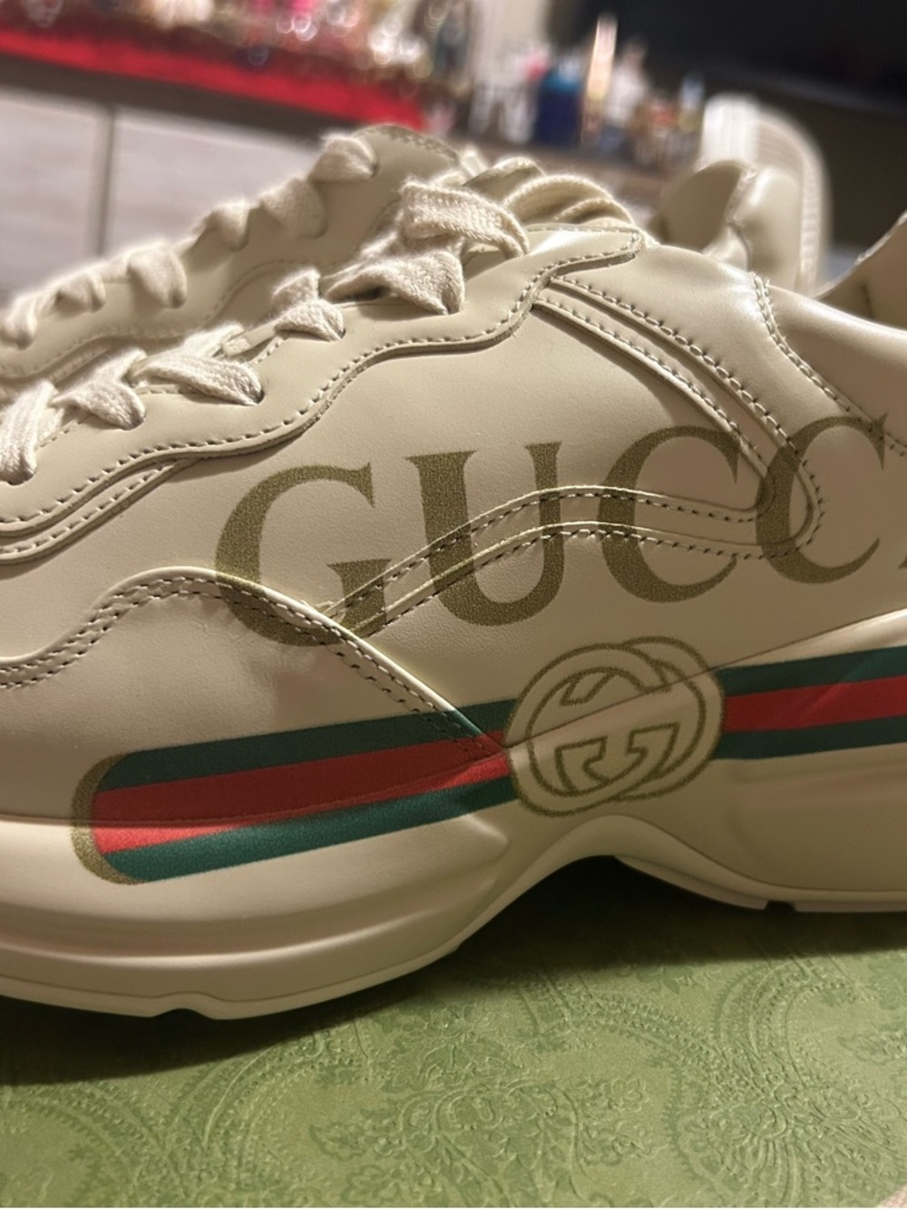 Gucci Ivoire Box with Green Patterned Lid